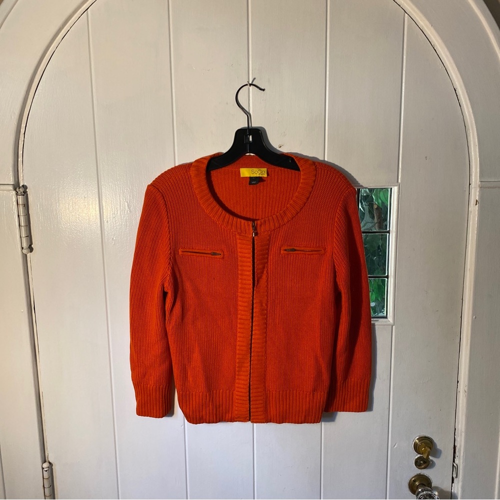 (1) Trendy Orange SoCa St. John Zip-Up Cardigan Jacket Women’s Size Large